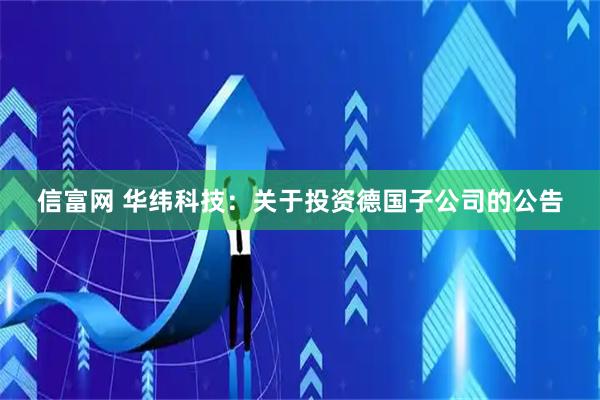 信富网 华纬科技：关于投资德国子公司的公告