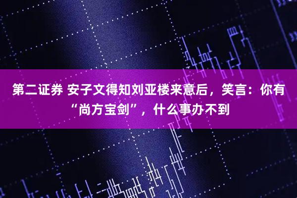 第二证券 安子文得知刘亚楼来意后，笑言：你有“尚方宝剑”，什么事办不到